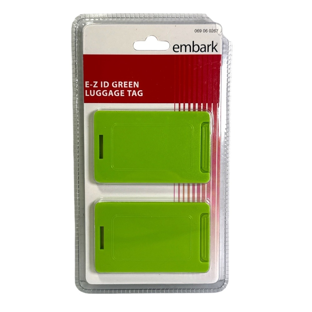 Vintage 2003 Embark E-Z ID‎ Green Luggage Tag Set New Sealed Travel Accessory